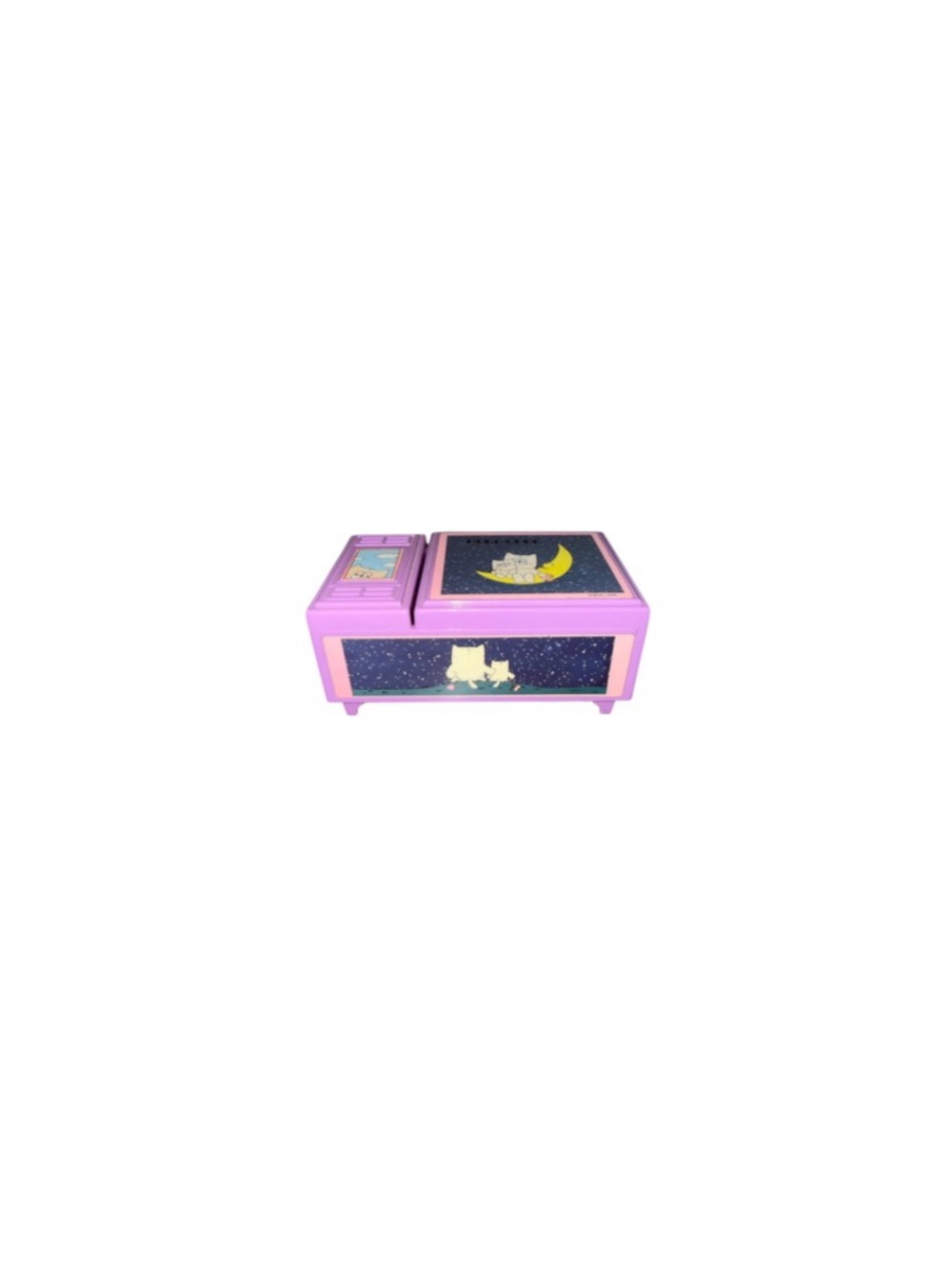 Boro Chee Vintage Lavender Moon Cats Music Box